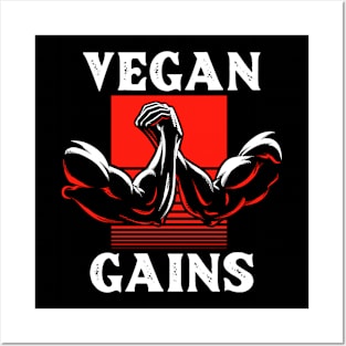 Motivation Vegan Gains Gym Workout Posters and Art